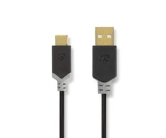 Nedis USB laidas | USB 2.0 | USB-A vyrelis | USB-C™ jungtis | 480Mbps | Paauksuotas | 1,00 m | apvalus | PVC | Antracitas | Pakuotė su peržiūros langeliu
