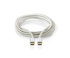 Nedis USB laidas| USB 2.0 | USB-C™ jungtis | USB-C™ jungtis |100 W 480 Mbps | Paauksuotas | 2,00m | apvalus | Pintas / nailonas | sidabras | Pakuotė su S