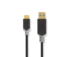 Nedis USB laidas | USB 3.2 Gen 1 | USB-A vyrelis | USB-C™ jungtis | 5 Gbps | Paauksuotas | 1,00 m | apvalus | PVC | Antracitas | Pakuotė su peržiūros langeliu