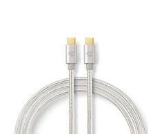 Nedis USB laidas | USB 3.2 Gen 1 | USB-C™ jungtis | USB-C™ | 4K@60Hz | 5 Gbps | Paauksuotas | 2,00m | apvalus | Pintas / nailonas | Aliuminis | Pakuotė