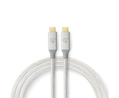 Nedis USB laidas | USB 3.2 Gen 2x2 | USB-C™ jungtis | 4K@60Hz | 20 Gbps | Paauksuotas | 2,00m | apvalus | Pintas / nailonas | sidabras | Pakuotė su tavimi