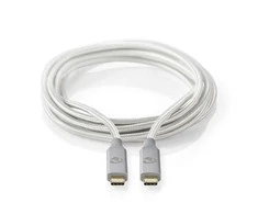Nedis USB laidas | USB 3.2 Gen 2x2 | USB-C™ jungtis | 4K@60Hz | 20 Gbps | Paauksuotas | 2,00m | apvalus | Pintas / nailonas | sidabras | Pakuotė su tavimi