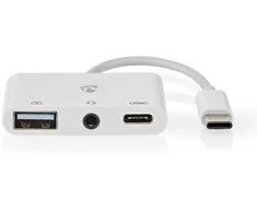 Nedis USB HUB CCGB64790WT01 doko stotelė Laidinis USB 2.0 Type-C Baltas