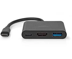 HUB USB Nedis CCGB64770BK01 doko stotelė Przewodowa USB 3.2 Gen 1 (3.1 Gen 1) Type-C Juodas