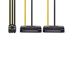 Nedis vidaus maitinimo kabeliai | 2x SATA 15 kontaktų jungtis | PCI Express lizdas | Paauksuotas | 0,20 m | apvalus | PVC | Geltona / Juoda | plastikinis maišelis