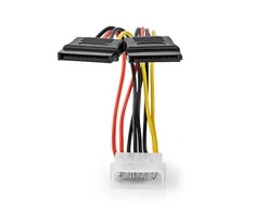 Nedis vidaus maitinimo kabeliai | Molex jungtis | 2x SATA 15 kontaktų lizdas | Paauksuotas | 0,15 m | apvalus | PVC | Įvairiaspalvis | vokas