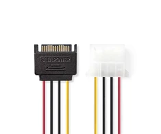 Nedis vidaus maitinimo kabeliai | SATA 15 kontaktų jungtis | Molex lizdas | Paauksuotas | 0,15 m | apvalus | PVC | Įvairiaspalvis | plastikinis maišelis