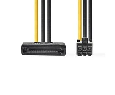 Nedis vidaus maitinimo kabeliai | SATA 15 kontaktų jungtis | PCI Express lizdas | Paauksuotas | 0,20 m | apvalus | PVC | Geltona / Juoda | plastikinis maišelis