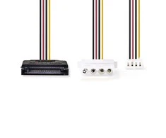 Nedis vidaus maitinimo kabeliai | SATA 15 kontaktų jungtis | FDD lizdas / Molex lizdas | Paauksuotas | 0,20 m | apvalus | PVC | Įvairiaspalvis | plastikinis maišelis