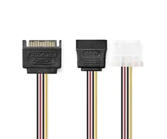 Nedis vidaus maitinimo kabeliai | SATA 15 kontaktų jungtis | Molex lizdas / SATA 15 kontaktų lizdas | Paauksuotas | 0,20 m | apvalus | PVC | Įvairiaspalvis | plastikinis maišelis