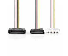Nedis vidaus maitinimo kabeliai | SATA 15 kontaktų jungtis | Molex lizdas / SATA 15 kontaktų lizdas | Paauksuotas | 0,20 m | apvalus | PVC | Įvairiaspalvis | plastikinis maišelis