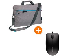 PEDEA Notepad Tasche "Fashion" 15,6" + CHERRY MC 1000 Maus, grau