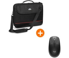PEDEA Notebook-Tasche Trendline bis 15,6" + Logitech M190 Maus [juodas/raudona], Wasserabweisendes Nylon, Gepolsterter Rahmen