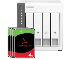 Serveris QNAP TS-433-4G 16TB Seagate IronWolf NAS rinkinys, įskaitant 4x 4TB Seagate IronWolf 3,5 colio SATA kietuosius diskus