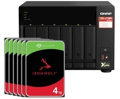 Serveris QNAP TS-673A-8G 24TB Seagate IronWolf NAS rinkinys, įskaitant 6 x 4TB Seagate IronWolf 3,5 colio SATA kietuosius diskus