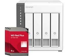 Serveris QNAP TS-433-4G 16TB WD Raudona Plus NAS paketas NAS su įsk. 4x 4TB WD Raudona Plus 3,5 colio SATA kietasis diskas