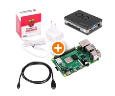 Raspberry Pi 4 Model B 2GB Premium Bundle [Raspberry PI 4 2GB + Lüftergehäuse + įkroviklis baltas + 1,8m HDMI Kabelis]