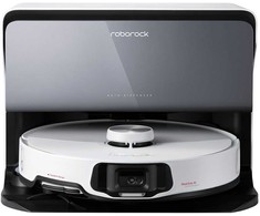 Roborock S8 MaxV Ultra dulkių siurblys - robotas su pajungimu prie vandentiekio ir kanalizacijos, Baltos spalvos