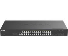 Šakotuvas D-LINK Smart+ Nuclias L2+ 24 Gigabit PoE/PoE+ jungtys and 4 10 GbE SFP+ jungtys Budget PoE 375W ONVIF switch