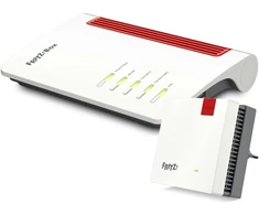 Šakotuvas FRITZ!Box 5530 Fiber + FRITZ!Repeater 1200 AX Bundle mit WiFi 6 Maršrutizatorius und WiFi 6 Repeater