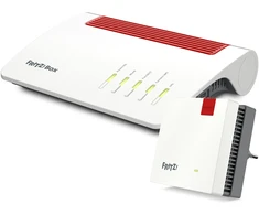 Šakotuvas FRITZ!Box 7590 AX be ISDN + FRITZ!Repeater 1200 AX Bundle aus WiFi 6 Maršrutizatorius &amp; WiFi 6 Repeater