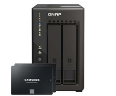 Serveris QNAP TS-253E-8G 2TB 870 EVO SSD Bundle NAS inkl. 2x 1TB 870 EVO 2.5 col. SATA SSD