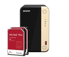 Serveris QNAP TS-264-8G 12TB WD Raudona Plus NAS rinkinys NAS su 2x 6TB WD Raudona Plus 3,5 colio SATA kietuoju disku