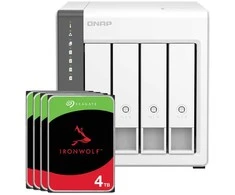 Serveris QNAP TS-433-4G 16TB Seagate IronWolf NAS rinkinys, įskaitant 4x 4TB Seagate IronWolf 3,5 colio SATA kietuosius diskus