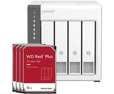 Serveris QNAP TS-433-4G 16TB WD Raudona Plus NAS paketas NAS su įsk. 4x 4TB WD Raudona Plus 3,5 colio SATA kietasis diskas