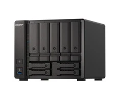 Serveris Qnap Systems QNAP 9 skyrių NAS AMD Ryzen V1500B 32GB DDR4 SODIMM 5x2.5in/3.5in SATA 6Gbps + 2x2.5in U.2 NVMe PCIe Gen3 x4