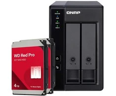 Serveris QNAP TR-002 8TB WD Raudona Pro HDD NAS-Bundle NAS-Erweiterungsgehäuse inkl. 2x 4TB WD Raudona Pro HDD 3.5 col. SATA