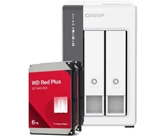 Serveris QNAP TS-216G 12TB WD Raudona Plus NAS paketas NAS su įsk. 2x 6TB WD Raudona Plus 3,5 colio SATA kietasis diskas