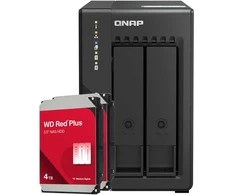 Serveris QNAP TS-253E-8G 8TB WD Raudona Plus NAS-Bundle NAS inkl. 2x 4TB WD Raudona Plus 3.5 col. SATA HDD