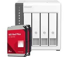 Serveris QNAP TS-433-4G 8TB WD Raudona Plus NAS rinkinys NAS su 2x 4TB WD Raudona Plus 3,5 colio SATA kietaisiais diskais