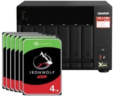 Serveris QNAP TS-673A-8G 72TB „IronWolf“ NAS rinkinys, įskaitant 6 x 12 TB „Seagate IronWolf“ 3,5 colio SATA kietuosius diskus