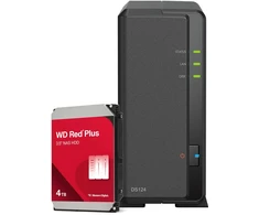 Serveris Synology DS124 4TB WD Raudona Plus NAS rinkinys NAS su 1x 4TB WD Raudona Plus 3,5 colio SATA diskusis