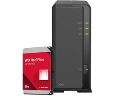Serveris Synology DS124 6TB WD Raudona Plus NAS-Bundle NAS inkl. 1x 6TB WD Raudona Plus 3.5 col. SATA HDD