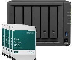 Serveris „Synology DS1525+ 80TB Plus HDD NAS“ rinkinys, NAS su 5 x 16 TB „Synology Plus“ 3,5 colio SATA kietaisiais diskais