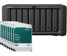 „Synology DS1825+ 128TB Plus HDD NAS“ rinkinys, NAS su 8 x 16 TB „Synology Plus“ 3,5 colio SATA kietaisiais diskais