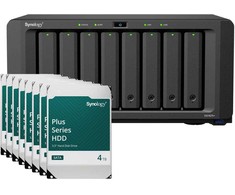 „Synology DS1825+ 32TB Plus HDD NAS“ rinkinys, įskaitant 8 x 4 TB „Synology Plus“ 3,5 colio SATA kietuosius diskus
