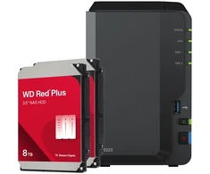 Serveris Synology DS223 16 TB WD Raudona Plus NAS rinkinys NAS, įskaitant 2 x 8 TB WD Raudona Plus 3,5 colio SATA kietąjį diską