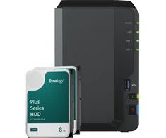 Serveris Synology DS223 16TB Plus HDD NAS-Bundle NAS inkl. 2x 8TB Synology Plus HDD 3.5 col. SATA