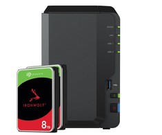 Serveris „Synology DS223“ 16 TB „Seagate IronWolf NAS“ rinkinys NAS, įskaitant 2 x 8 TB „Seagate IronWolf“ 3,5 colio SATA kietąjį diską