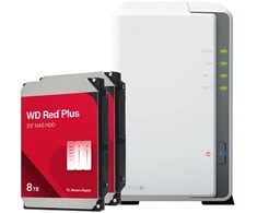 Serveris Synology DS223j 16TB WD Raudona Plus NAS-Bundle NAS inkl. 2x 8TB WD Raudona Plus 3.5 col. SATA HDD