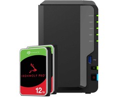 Serveris Synology DS225+ 24TB Seagate IronWolf Pro NAS-Bundle NAS inkl. 2x 12TB Seagate IronWolf Pro 3.5 col. SATA HDD