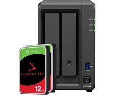 Serveris „Synology DS725+“ 24 TB „Seagate IronWolf Pro NAS“ rinkinys, įskaitant 2 x 12 TB „Seagate IronWolf Pro“ 3,5 colio SATA kietuosius diskus