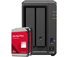 Serveris „Synology DS725+“ 24 TB „WD Raudona Plus“ NAS rinkinys, įskaitant 2 x 12 TB „WD Raudona Plus“ 3,5 colio SATA kietuosius diskus