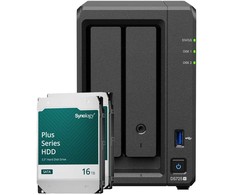 Serveris „Synology DS725+ 32TB Plus HDD NAS“ rinkinys, įskaitant 2 x 16 TB „Synology Plus“ 3,5 colio SATA kietuosius diskus