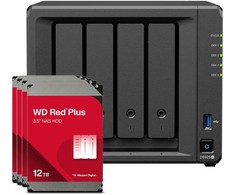 Serveris Synology DS925+ 48TB WD Raudona Plus NAS-Bundle NAS inkl. 4x 12TB WD Raudona Plus 3.5 col. SATA HDD