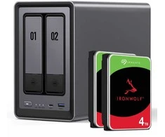 Serveris UGREEN DXP2800 8TB Seagate IronWolf NAS rinkinys NAS su 2 x 4TB Seagate IronWolf 3,5 colio SATA kietaisiais diskais